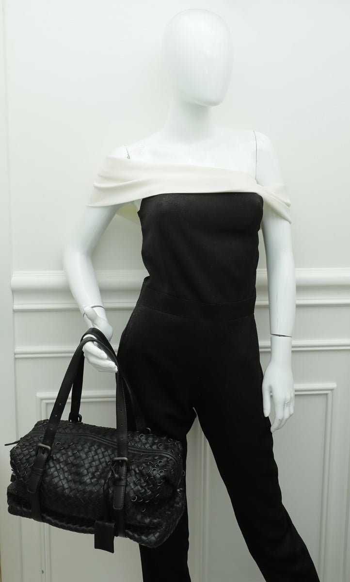 Bottega Veneta Black Intrecciato Duffle Small Bag