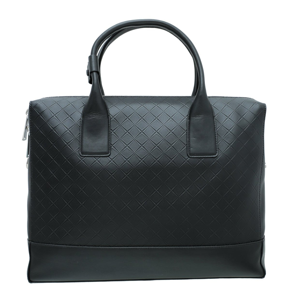 Bottega Veneta Black Intrecciato Embossed Top Handle Briefcase