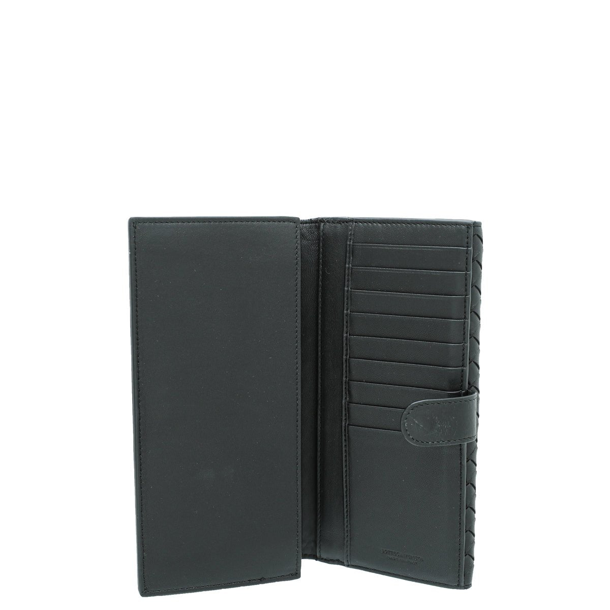 Bottega Veneta Black Intrecciato Long French Wallet