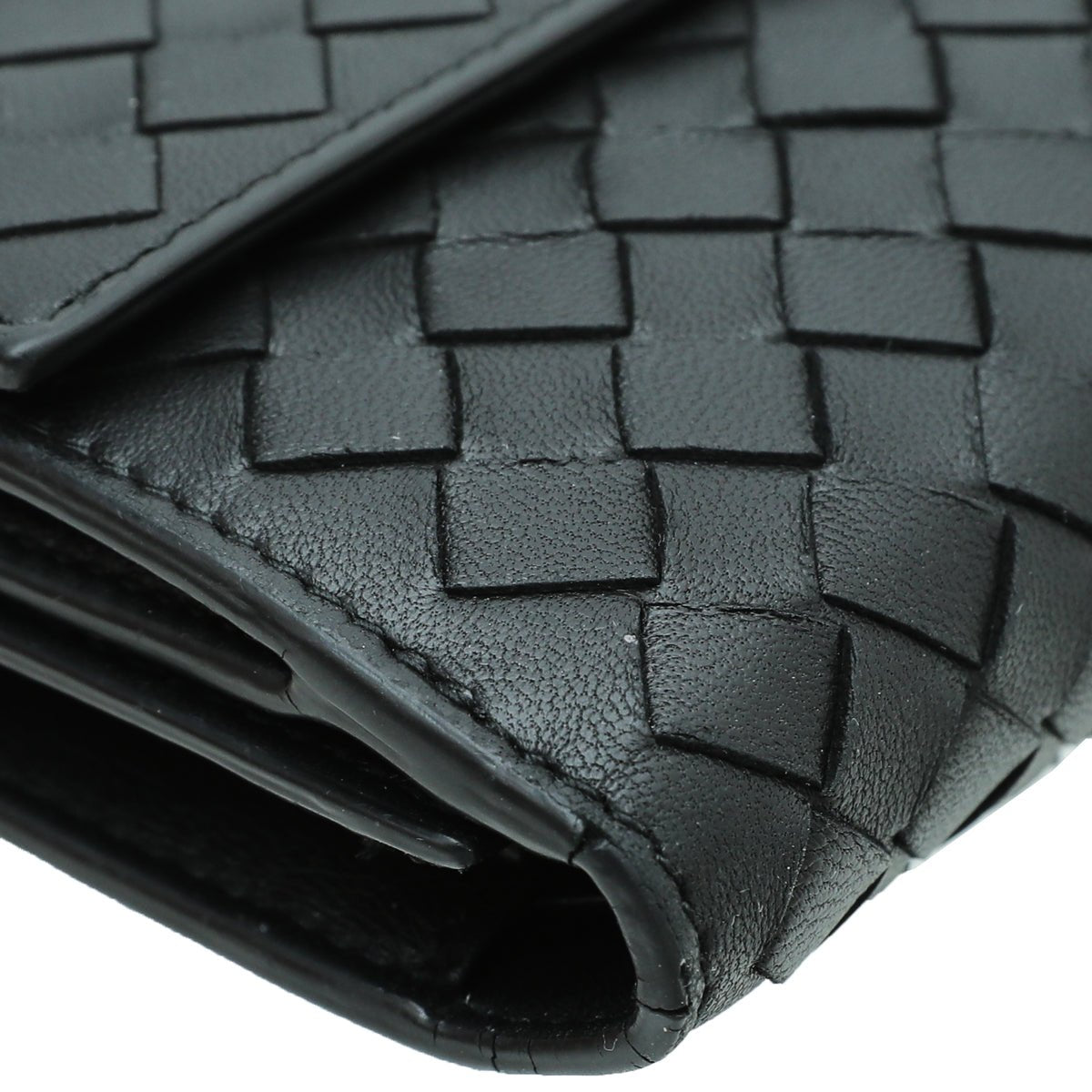 Bottega Veneta Black Intrecciato Long French Wallet