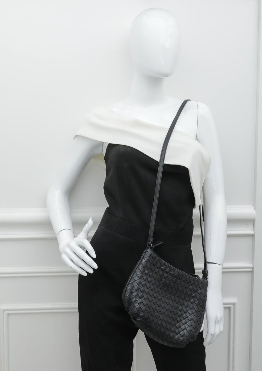 Bottega Veneta Black Intrecciato Nappa Crossbody Bag