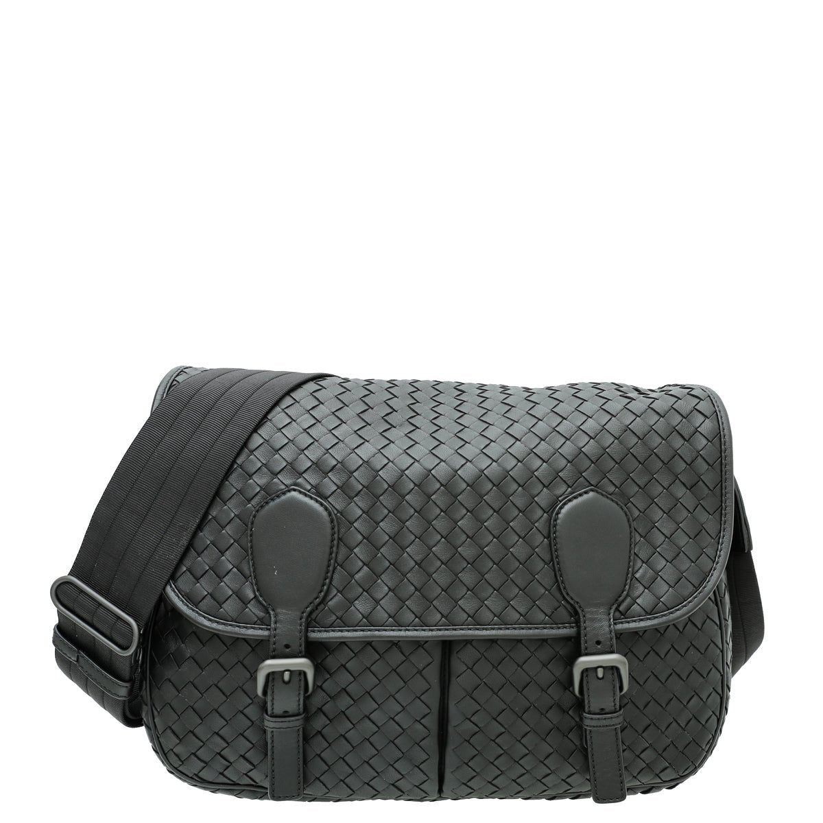 Bottega Veneta Black Intrecciato Nappa Messenger Bag