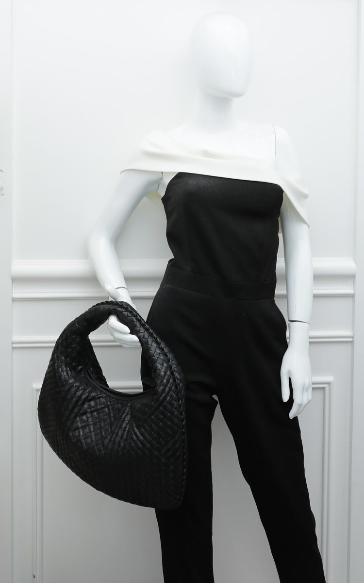 Bottega Veneta Black Intrecciato Veneta Hobo Medium Bag