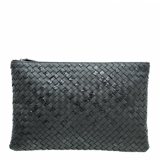 Bottega Veneta Black Intrecciato Zip Pouch