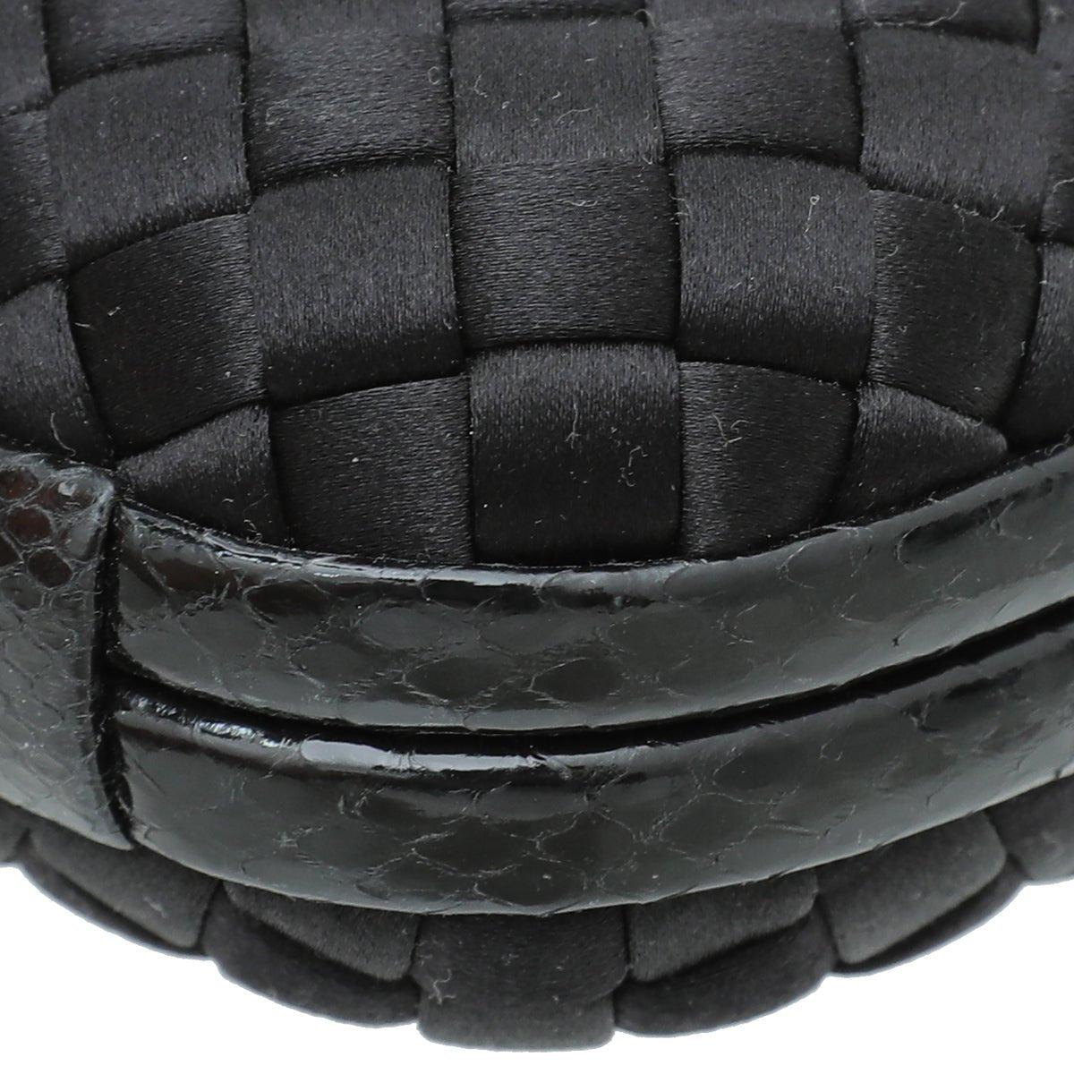 Bottega Veneta Black Satin Intrecciato Knot Clutch