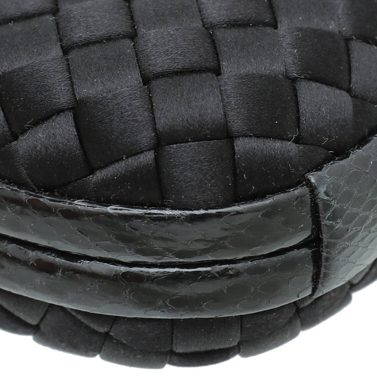 Bottega Veneta Black Satin Intrecciato Knot Clutch