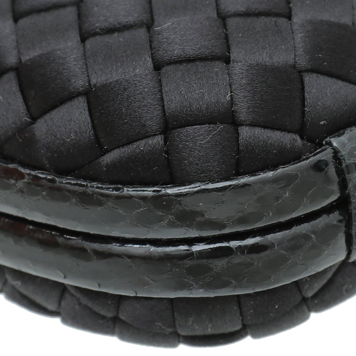 Bottega Veneta Black Satin Intrecciato Knot Clutch