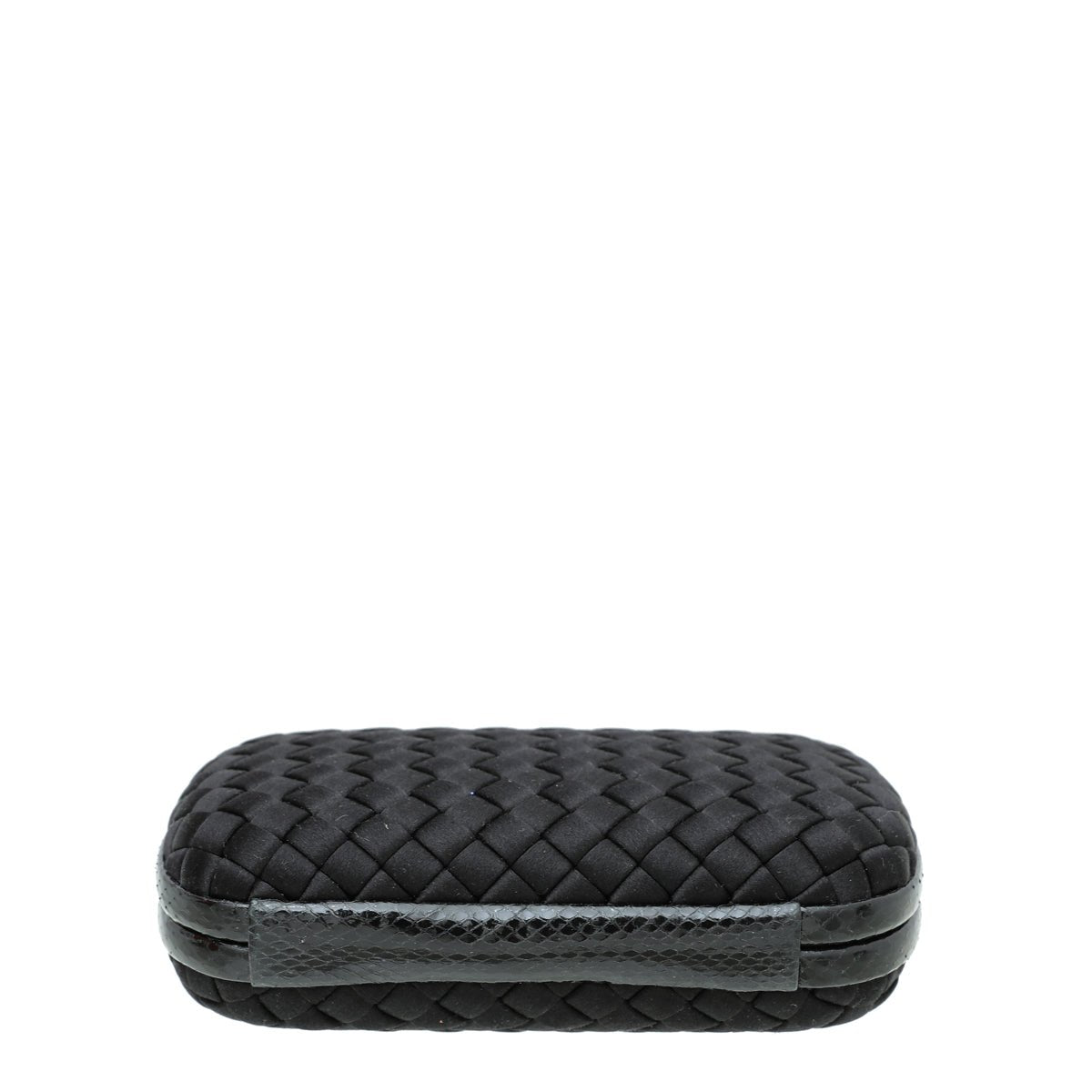 Bottega Veneta Black Satin Intrecciato Knot Clutch