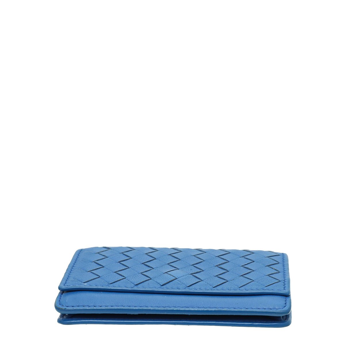 Bottega Veneta Blue Intrecciato Flap Card Case