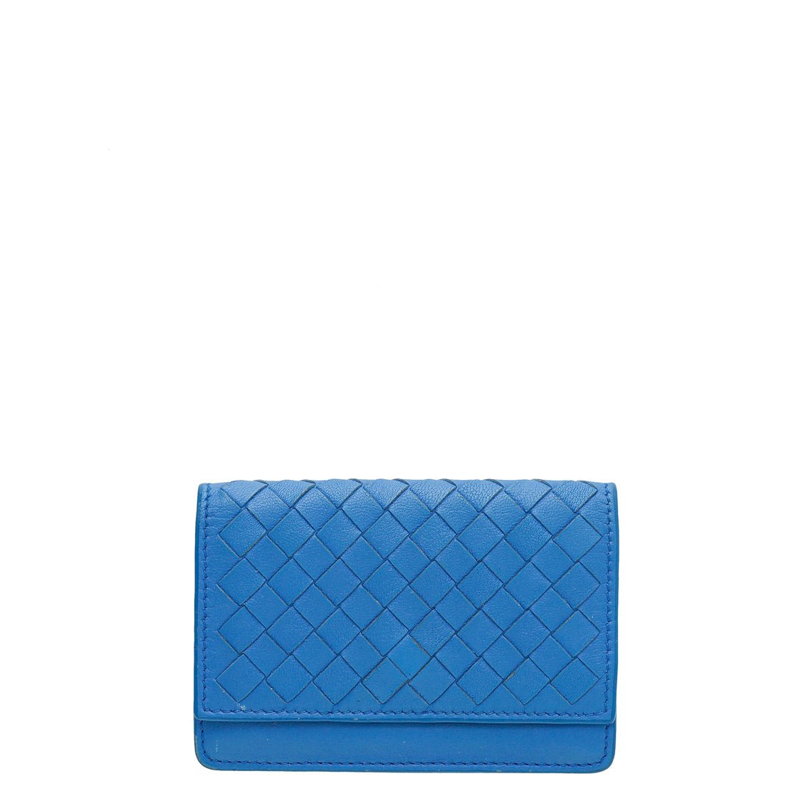 Bottega Veneta Blue Intrecciato Flap Card Case