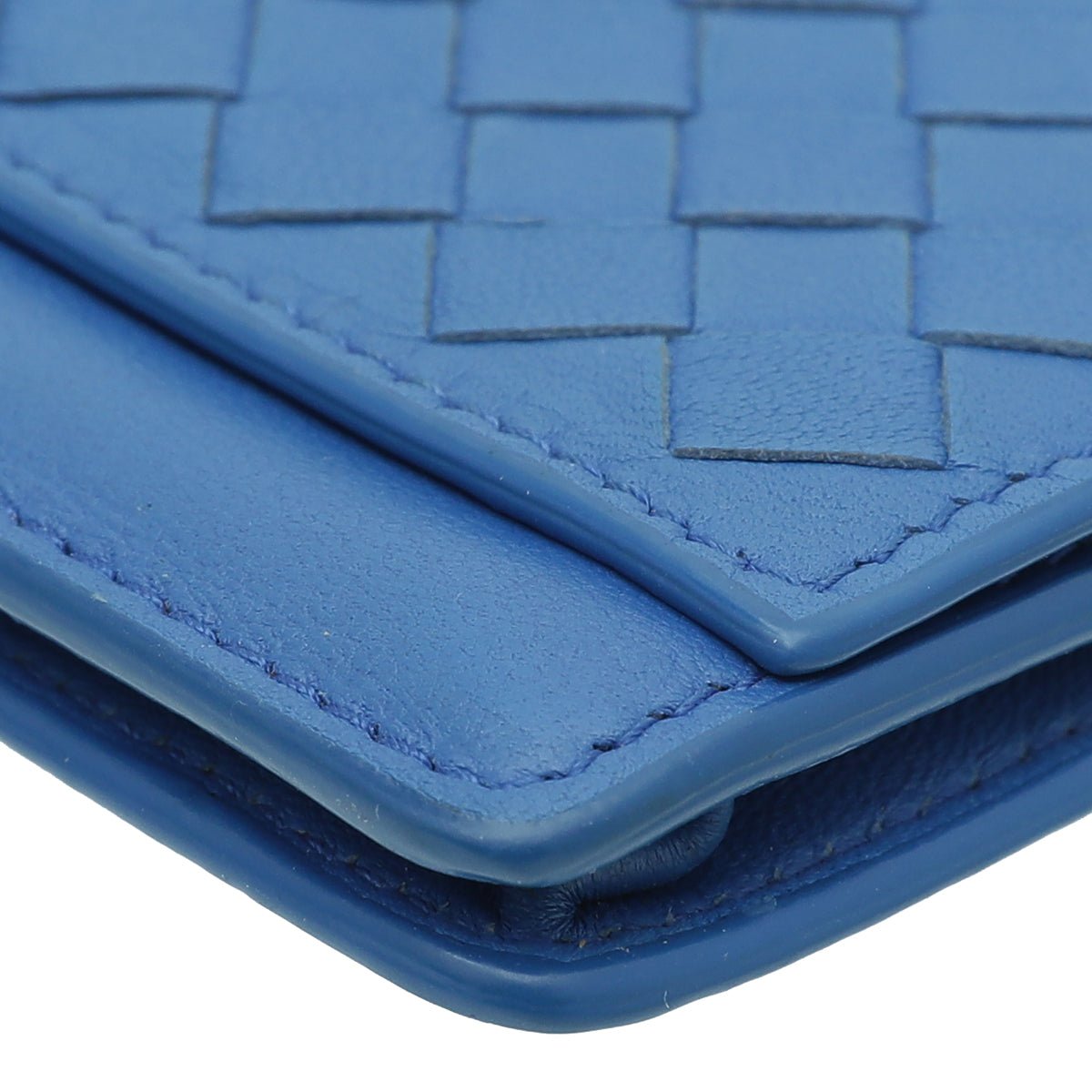 Bottega Veneta Blue Intrecciato Flap Card Case