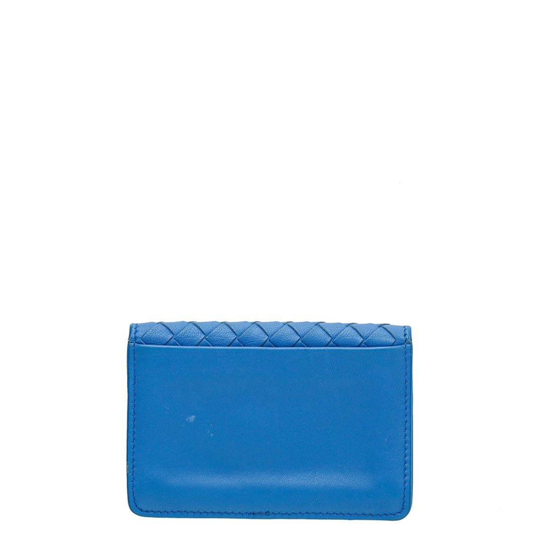 Bottega Veneta Blue Intrecciato Flap Card Case