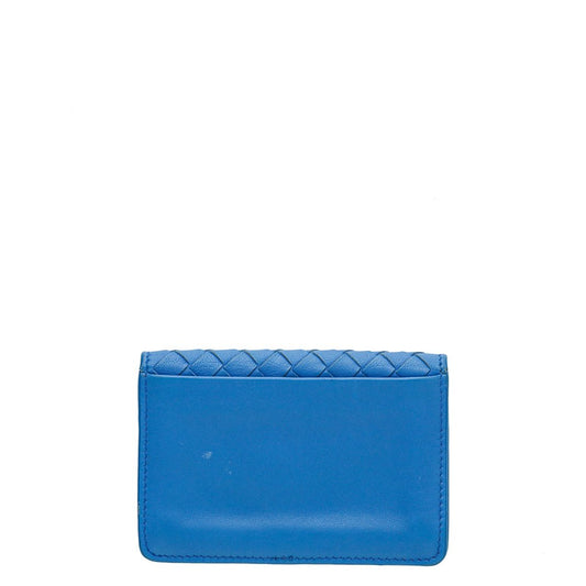 Bottega Veneta Blue Intrecciato Flap Card Case