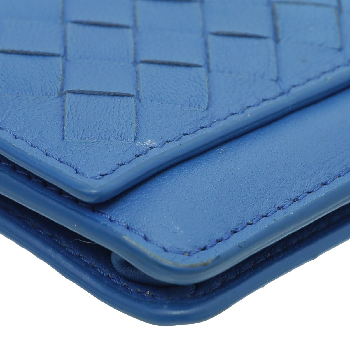 Bottega Veneta Blue Intrecciato Flap Card Case