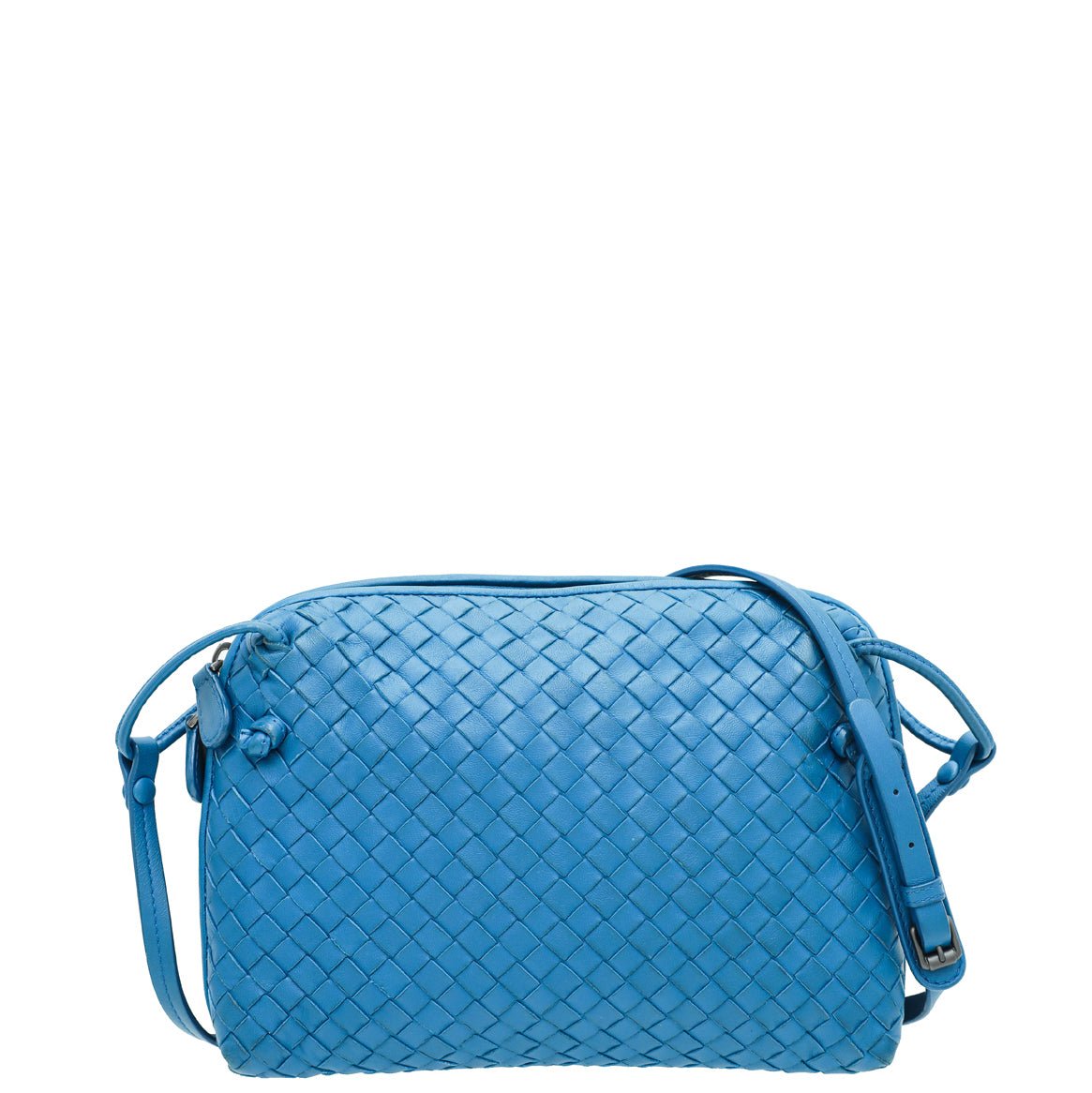 Bottega Veneta Blue Intrecciato Nappa Nodini Crossbody Bag