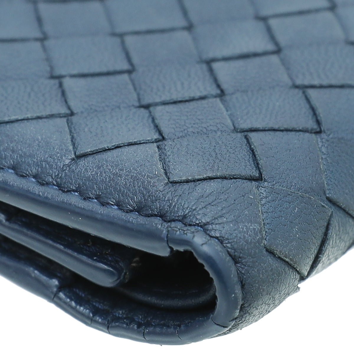 Bottega Veneta Blue Intrecciato Trifold Wallet