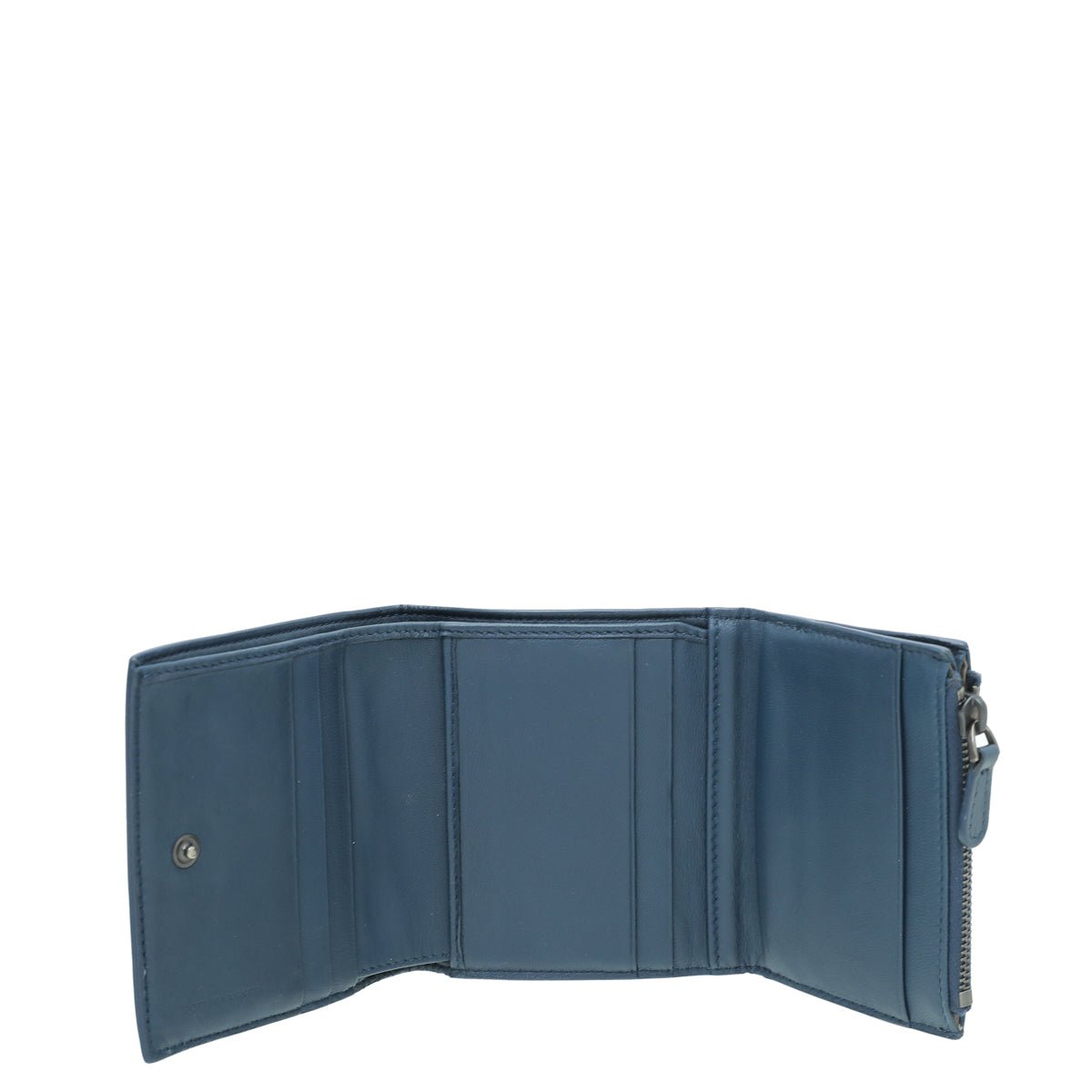 Bottega Veneta Blue Intrecciato Trifold Wallet