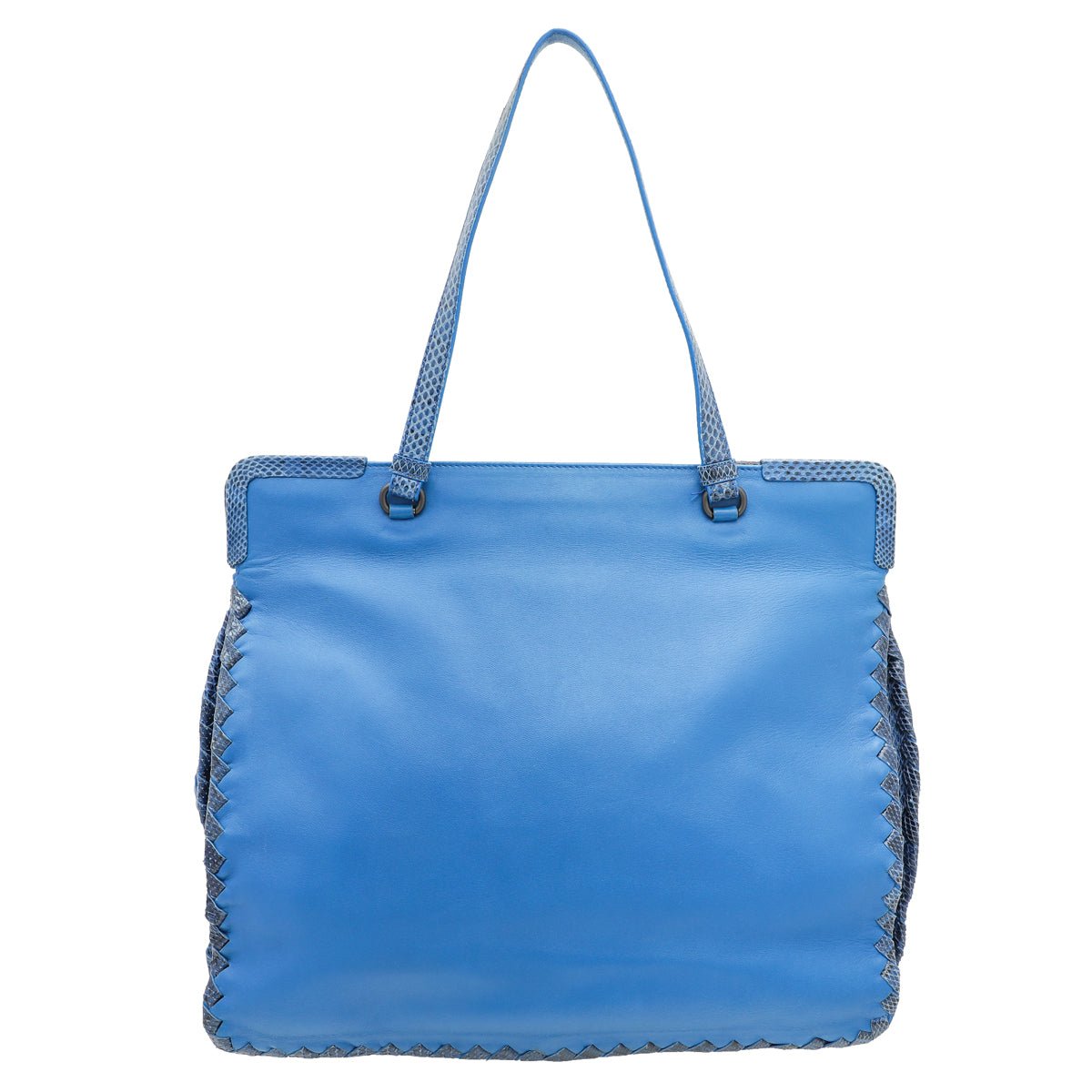 Bottega Veneta Blue Snakeskin Frame Bag