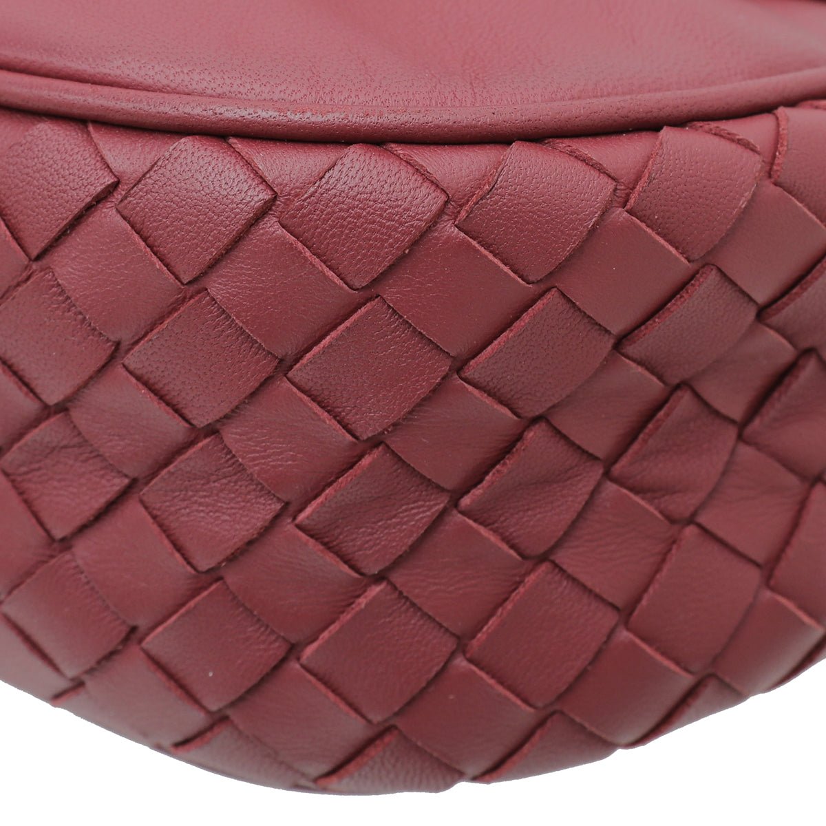 Bottega Veneta Burgundy Intrecciato Nappa Nodini Crossbody Bag