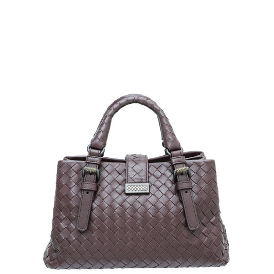 Bottega Veneta Burgundy Intrecciato Roma Tote Small Bag