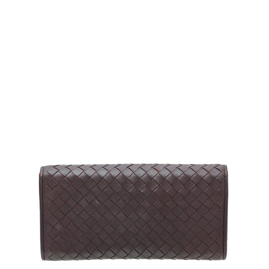 Bottega Veneta Dark Violet Intrecciato Nappa Flap Continental Wallet