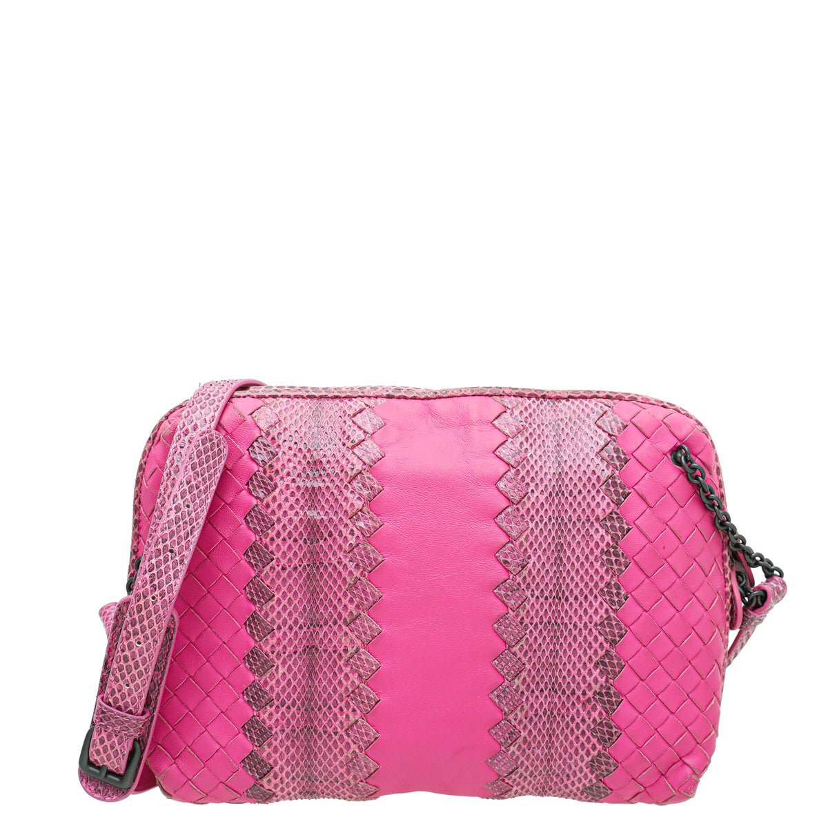 Bottega Veneta Fuchsia Intrecciato Crossbody Bag