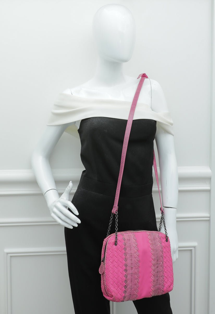 Bottega Veneta Fuchsia Intrecciato Crossbody Bag