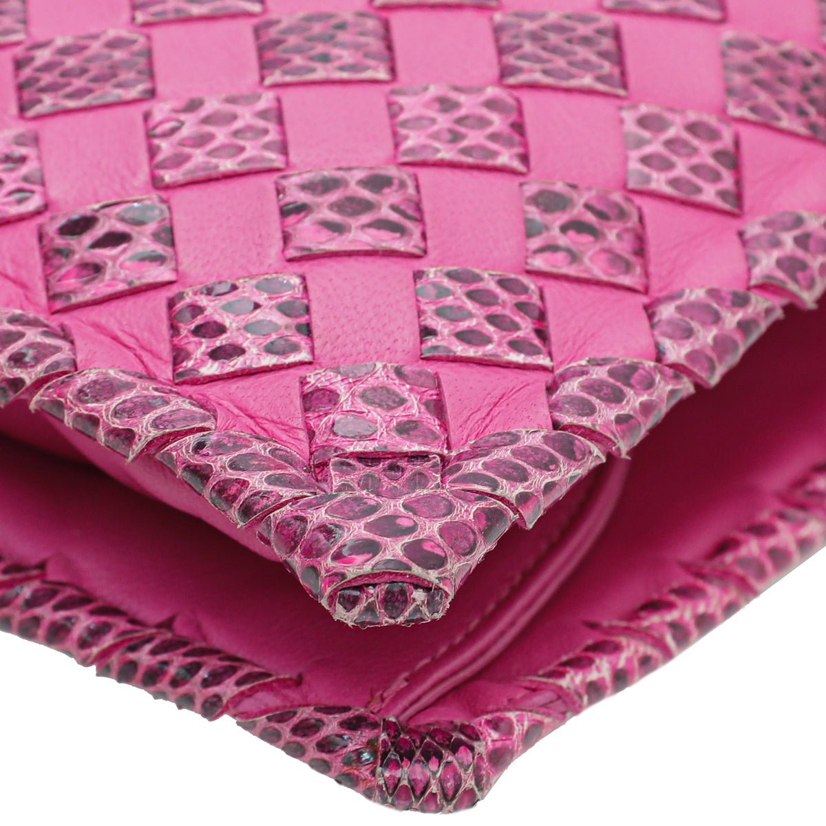 Bottega Veneta Fucsia Intrecciato Turnlock Clutch