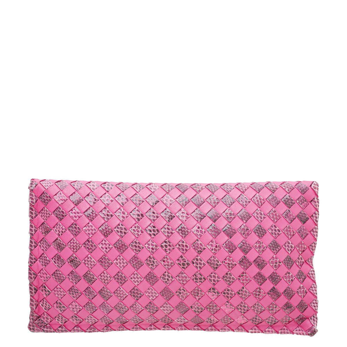 Bottega Veneta Fucsia Intrecciato Turnlock Clutch