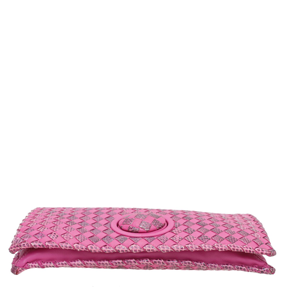 Bottega Veneta Fucsia Intrecciato Turnlock Clutch