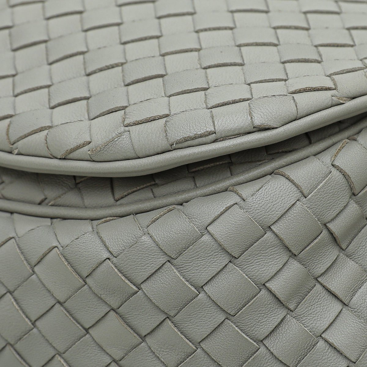 Bottega Veneta Gray Intrecciato Drawstring Flap Crossbody Bag