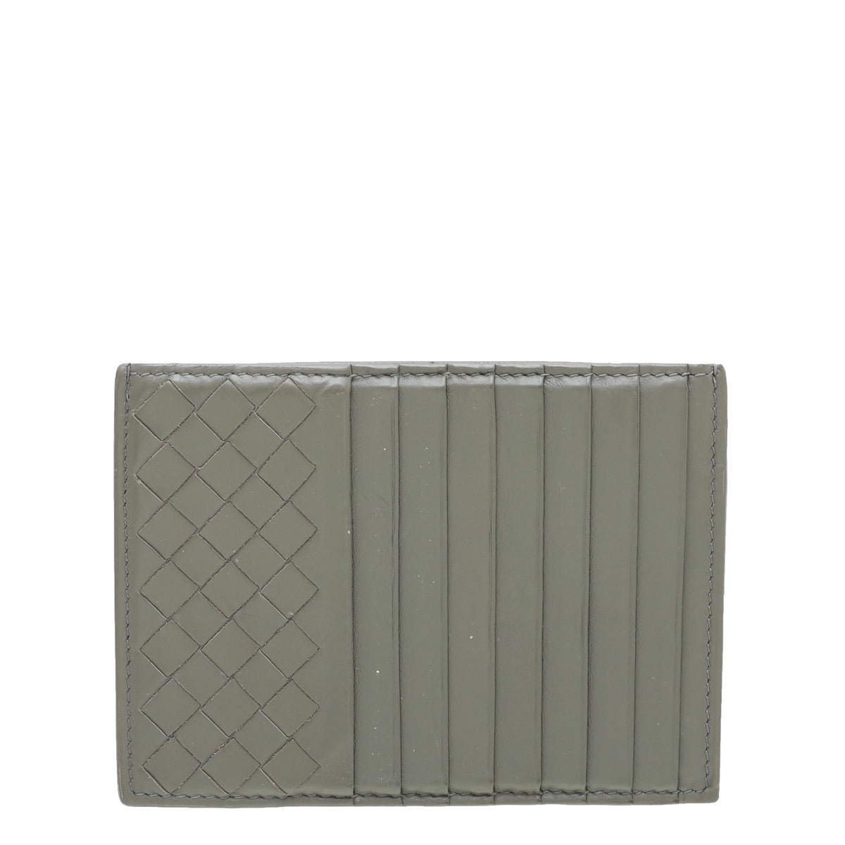 Bottega Veneta Grayish Olive Intrecciato Nappa Zipped Card Case