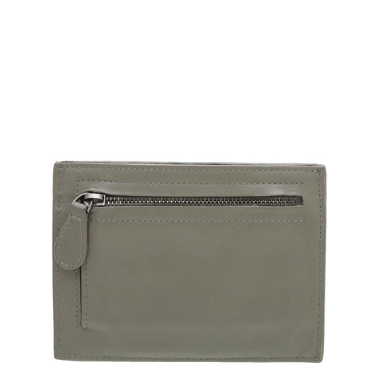 Bottega Veneta Grayish Olive Intrecciato Nappa Zipped Card Case