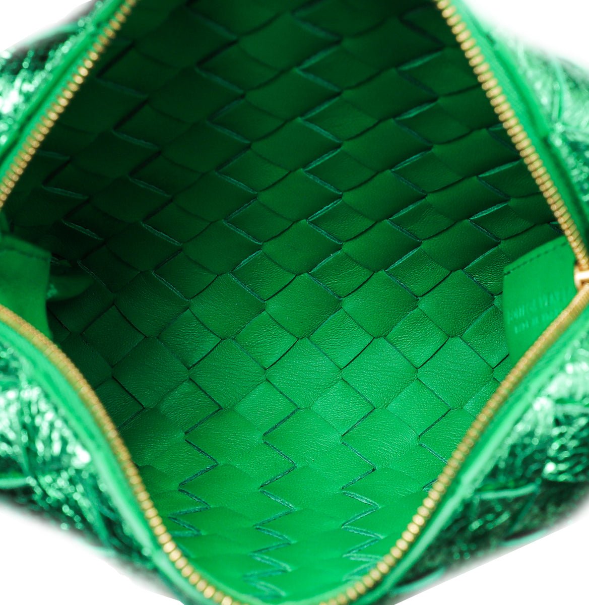 Bottega Veneta Green Intrecciato Craque Metallic Nappa Loop Mini Crossbody Bag