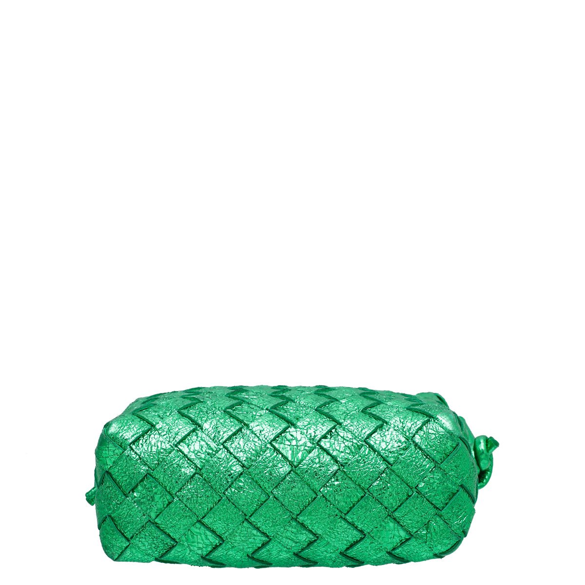 Bottega Veneta Green Intrecciato Craque Metallic Nappa Loop Mini Crossbody Bag