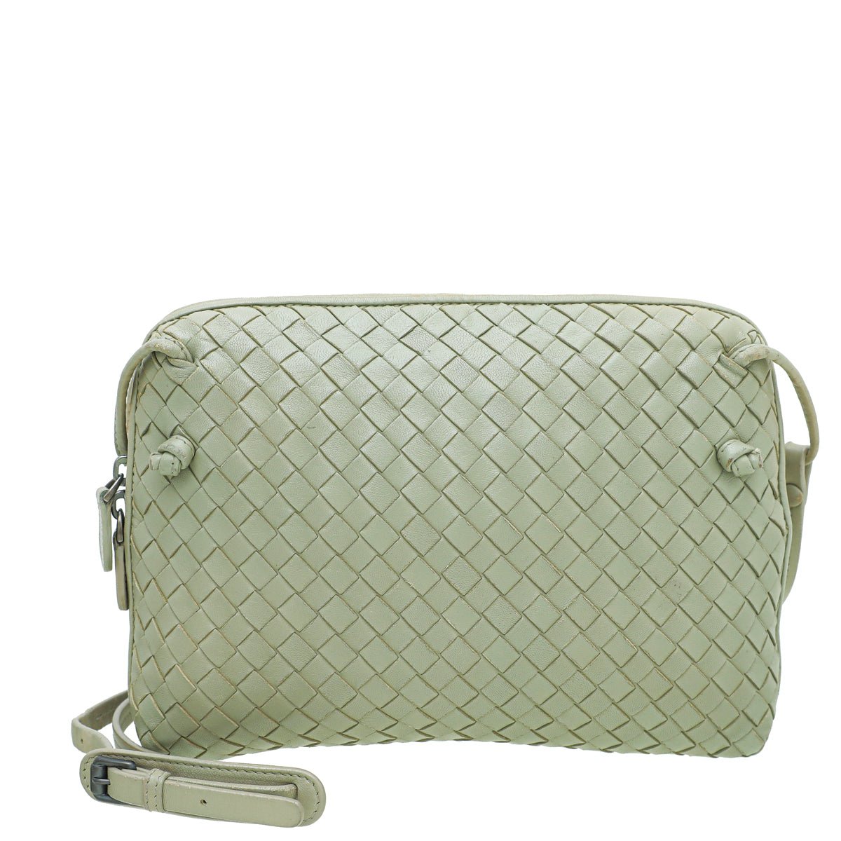 Bottega Veneta Grey Intrecciato Nodini Crossbody Bag