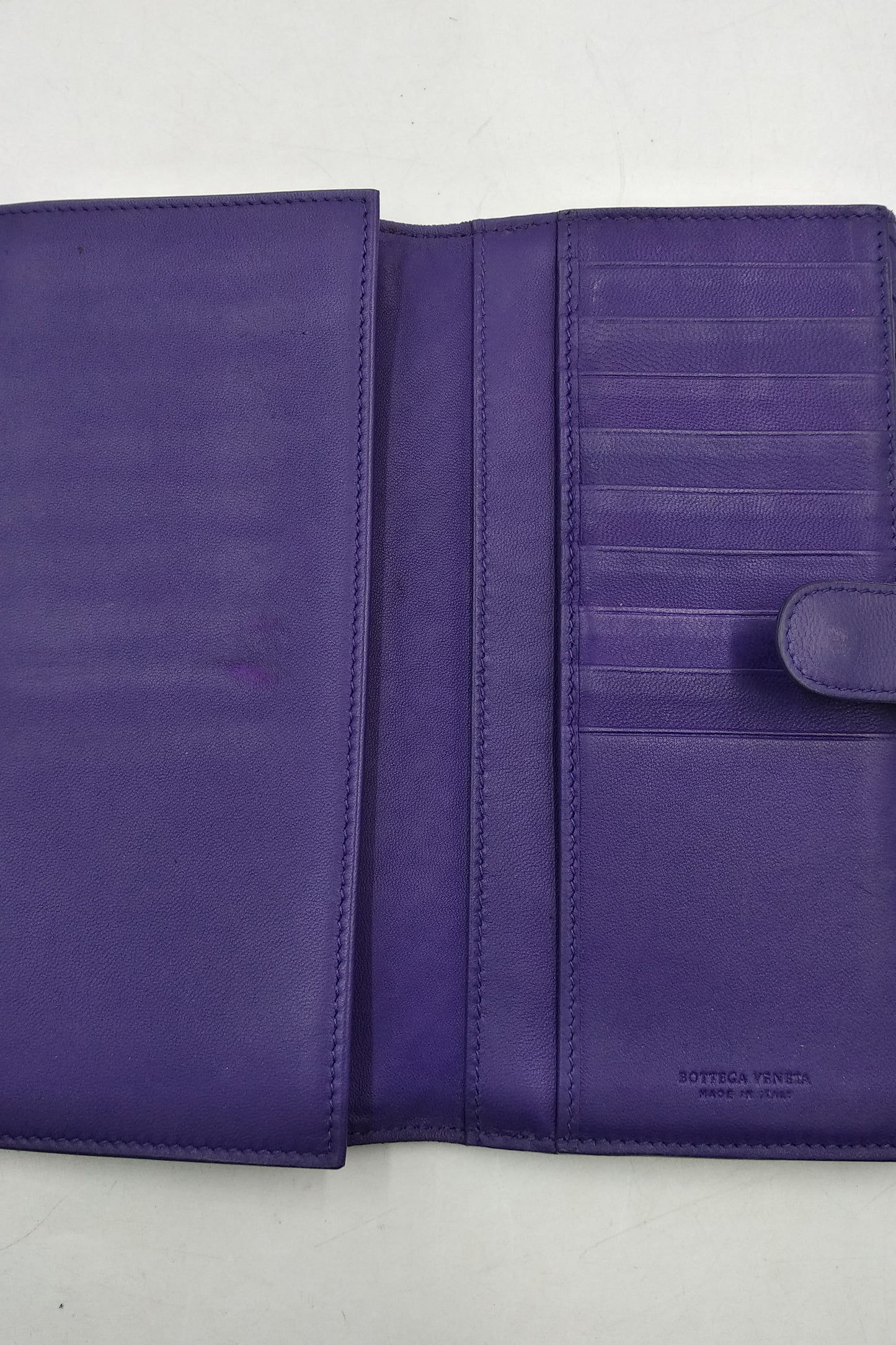 Intrecciato Foldover Continental Wallet Indigo