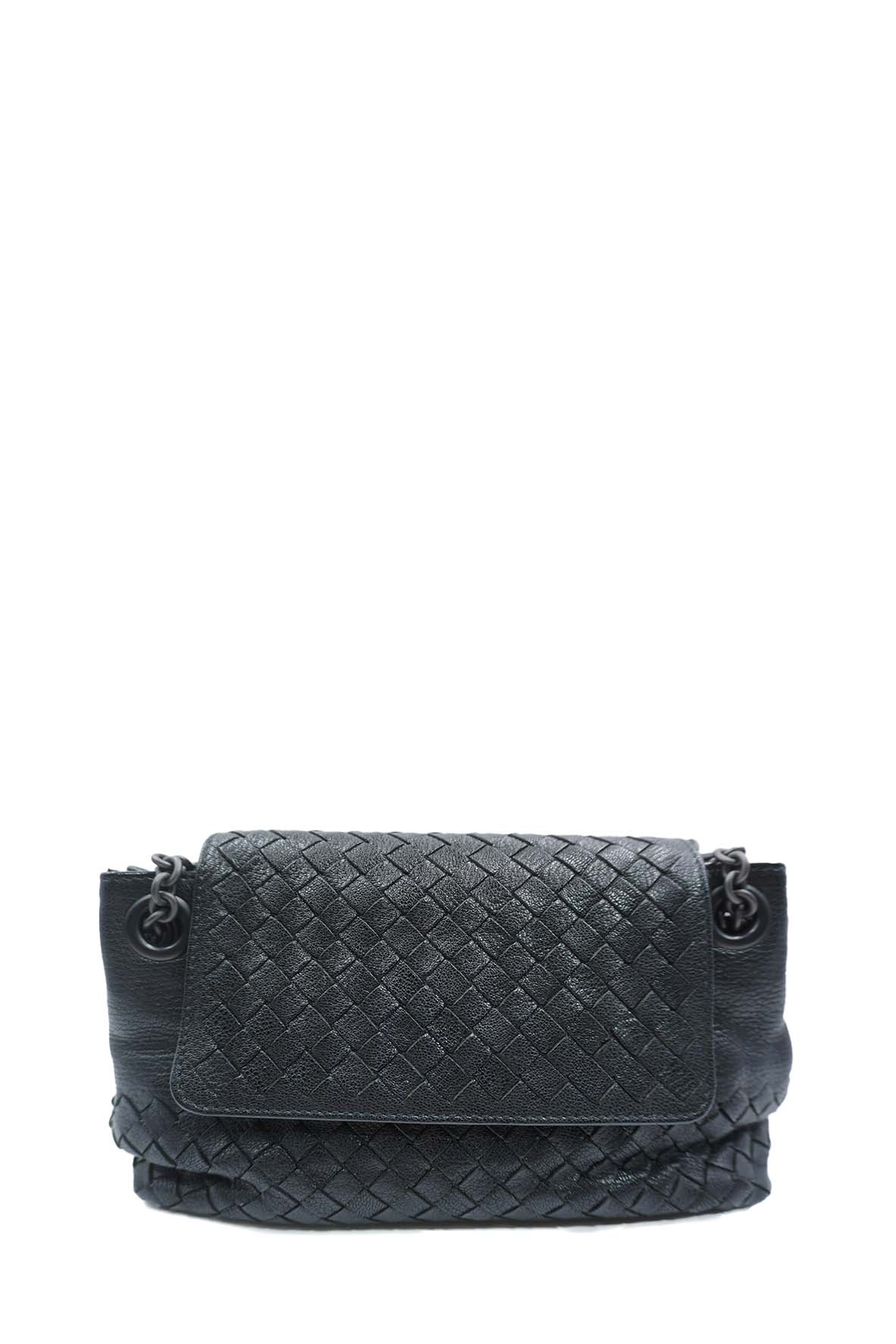 Intrecciato Madras Mini Shoulder Bag Black