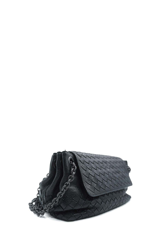 Intrecciato Madras Mini Shoulder Bag Black