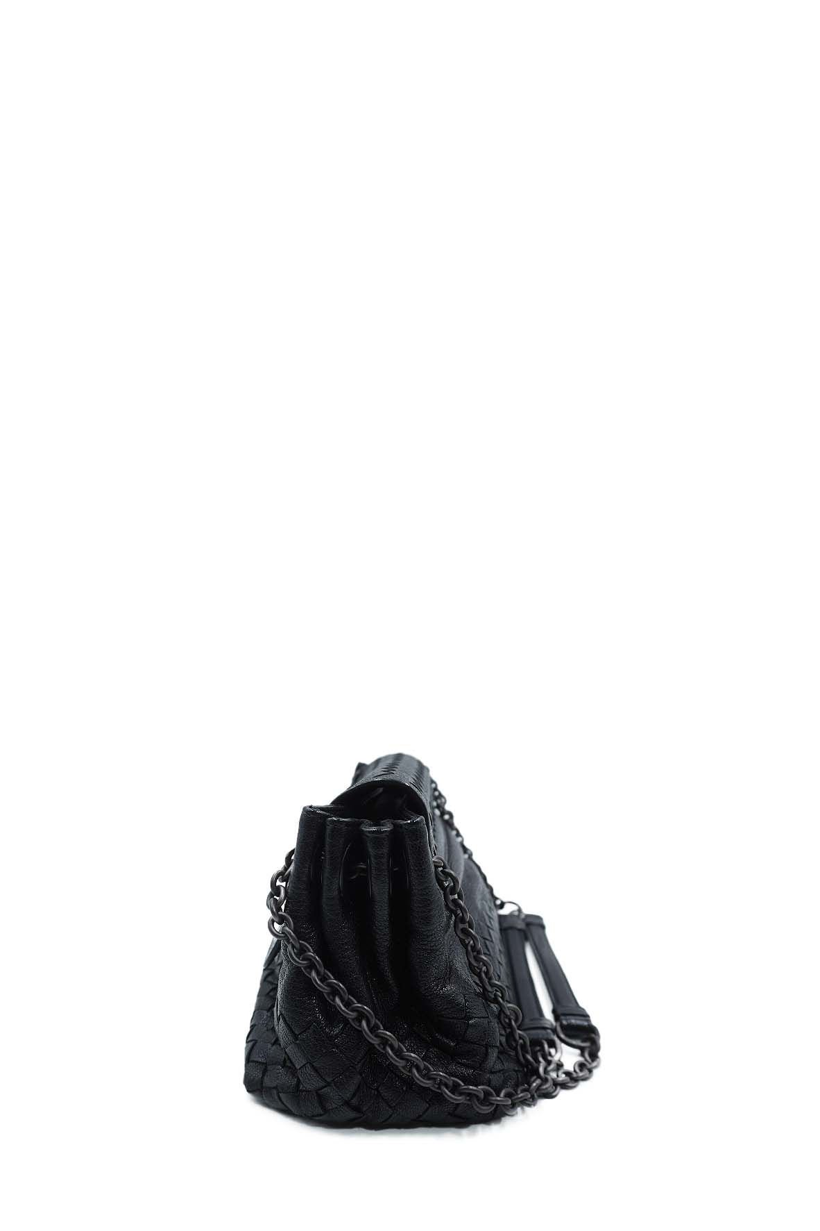 Intrecciato Madras Mini Shoulder Bag Black