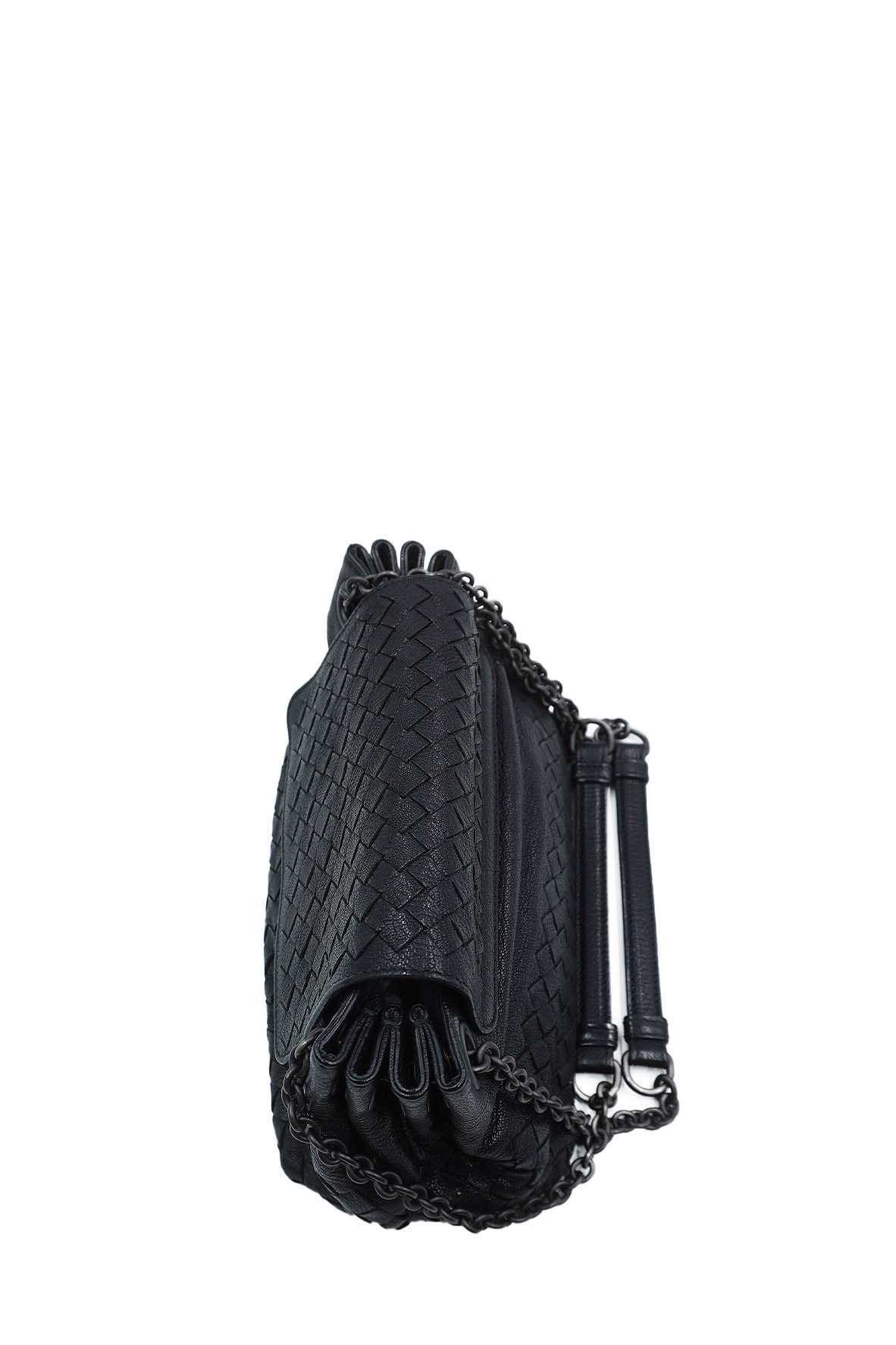 Intrecciato Madras Mini Shoulder Bag Black