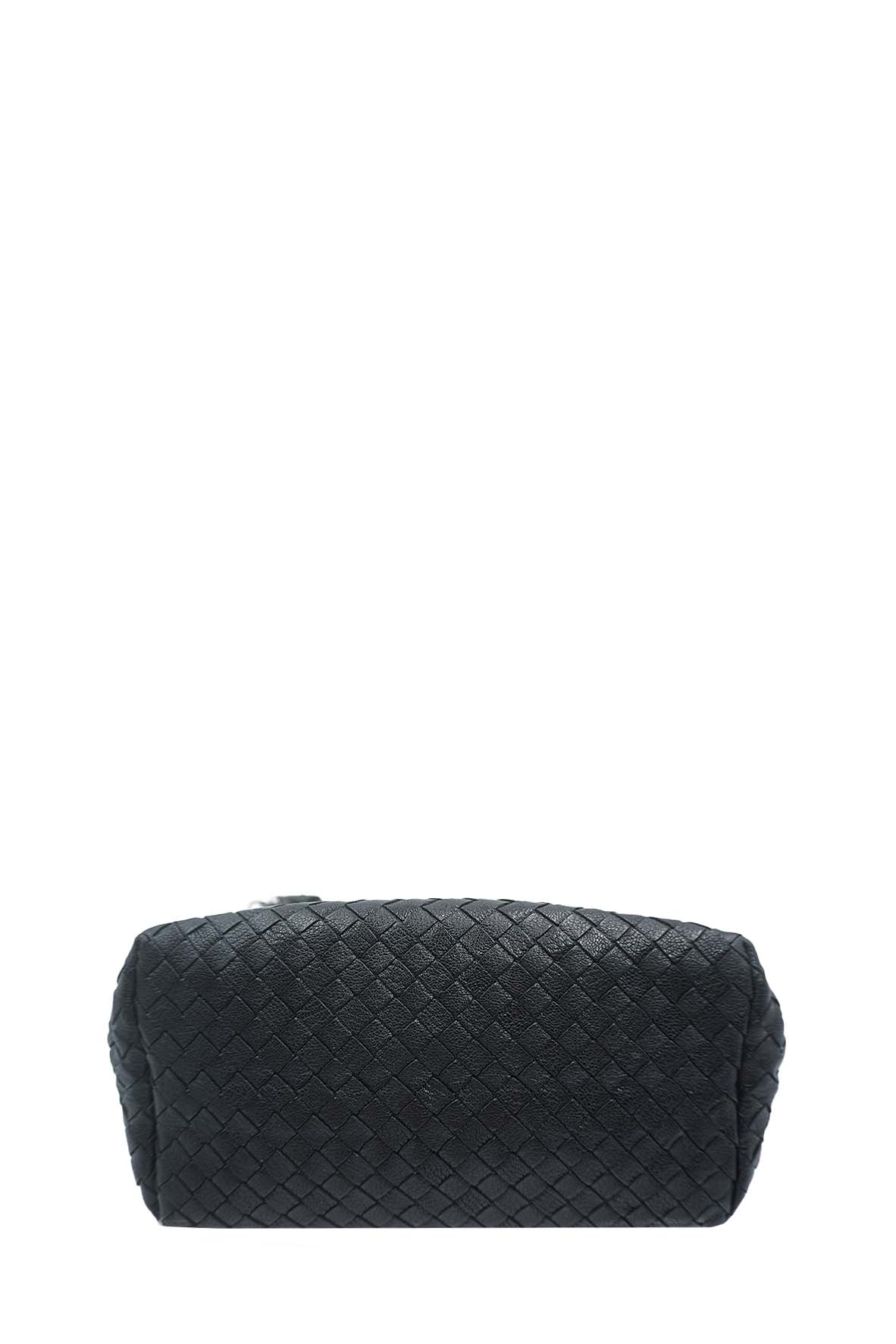 Intrecciato Madras Mini Shoulder Bag Black