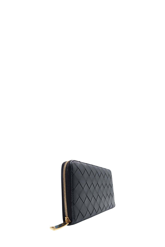 Intrecciato Weave Continental Wallet Black