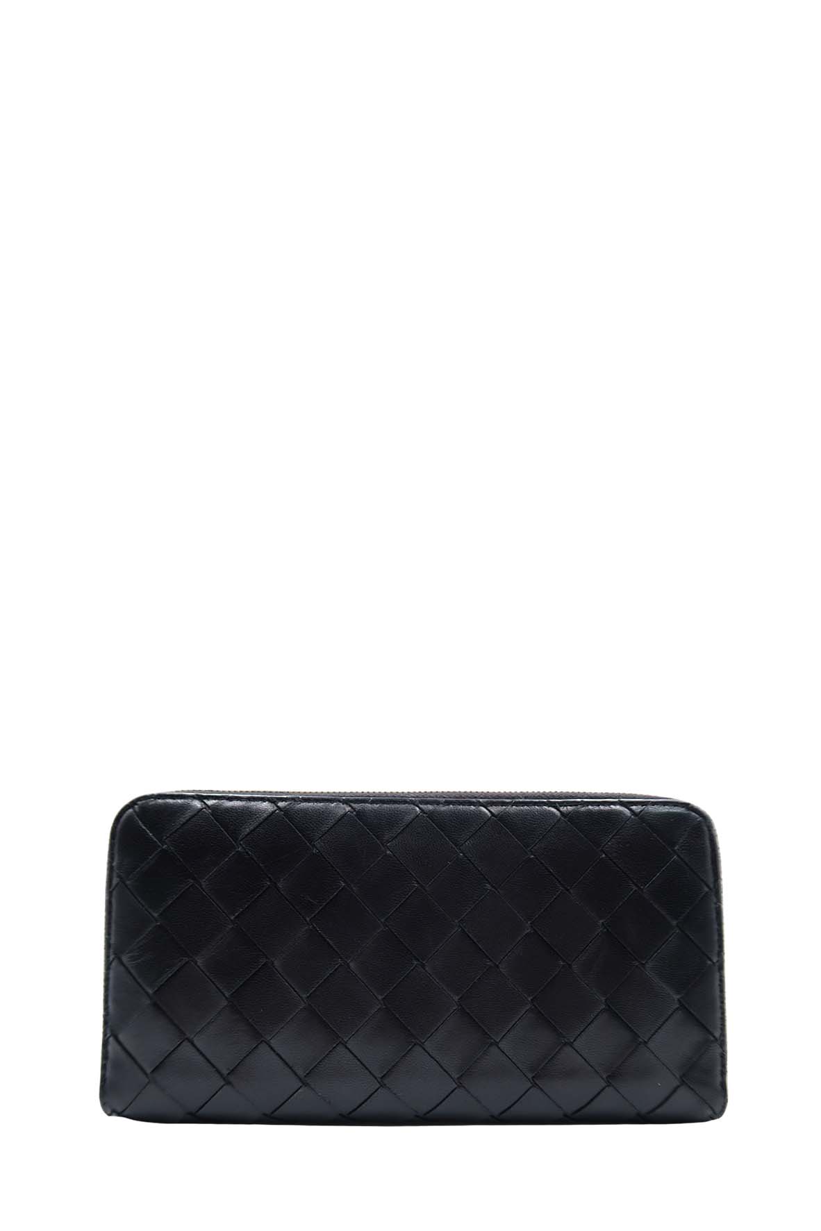 Intrecciato Weave Continental Wallet Black