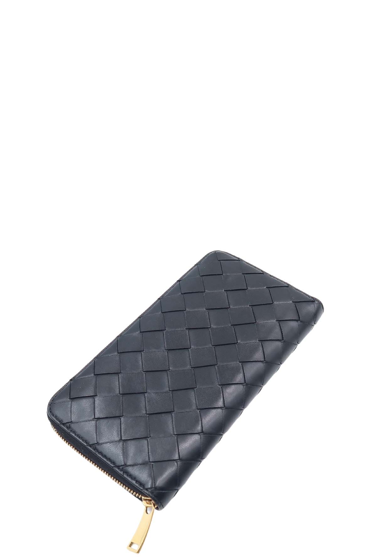 Intrecciato Weave Continental Wallet Black