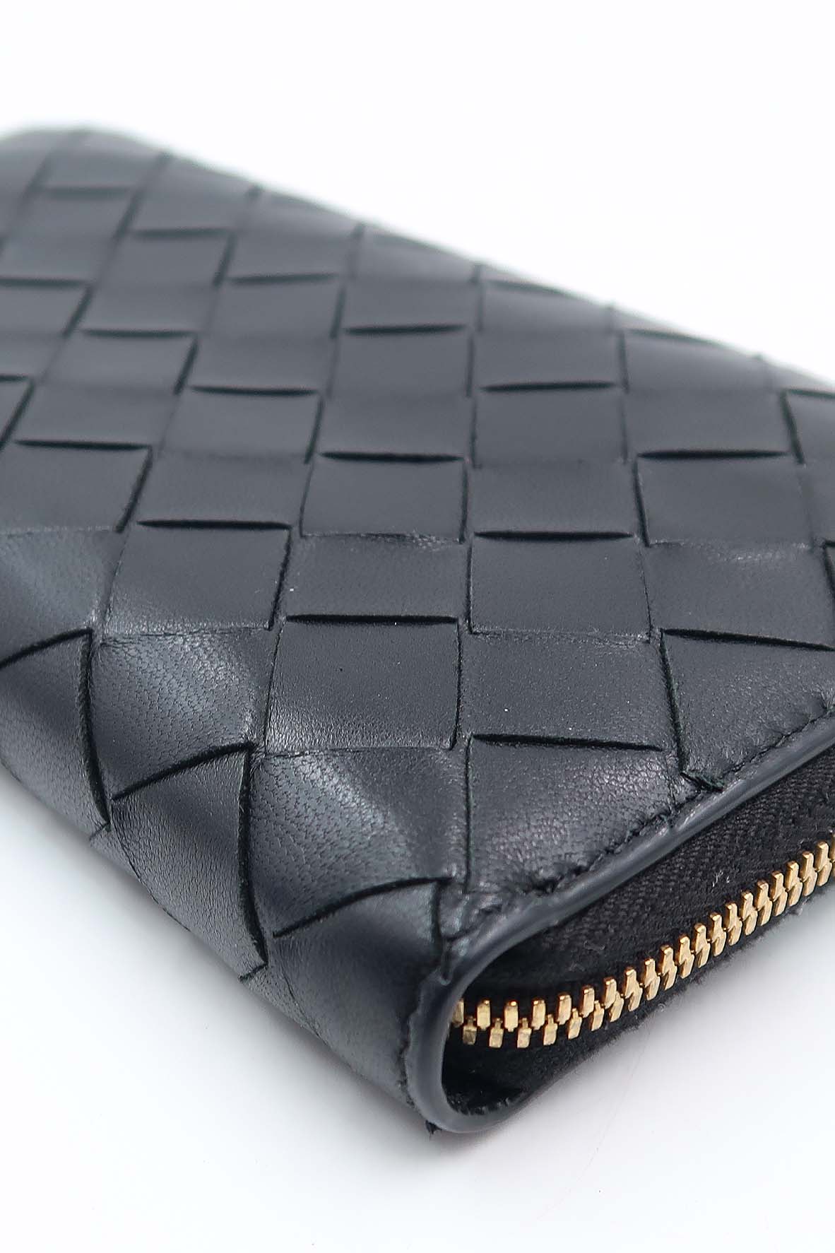 Intrecciato Weave Continental Wallet Black