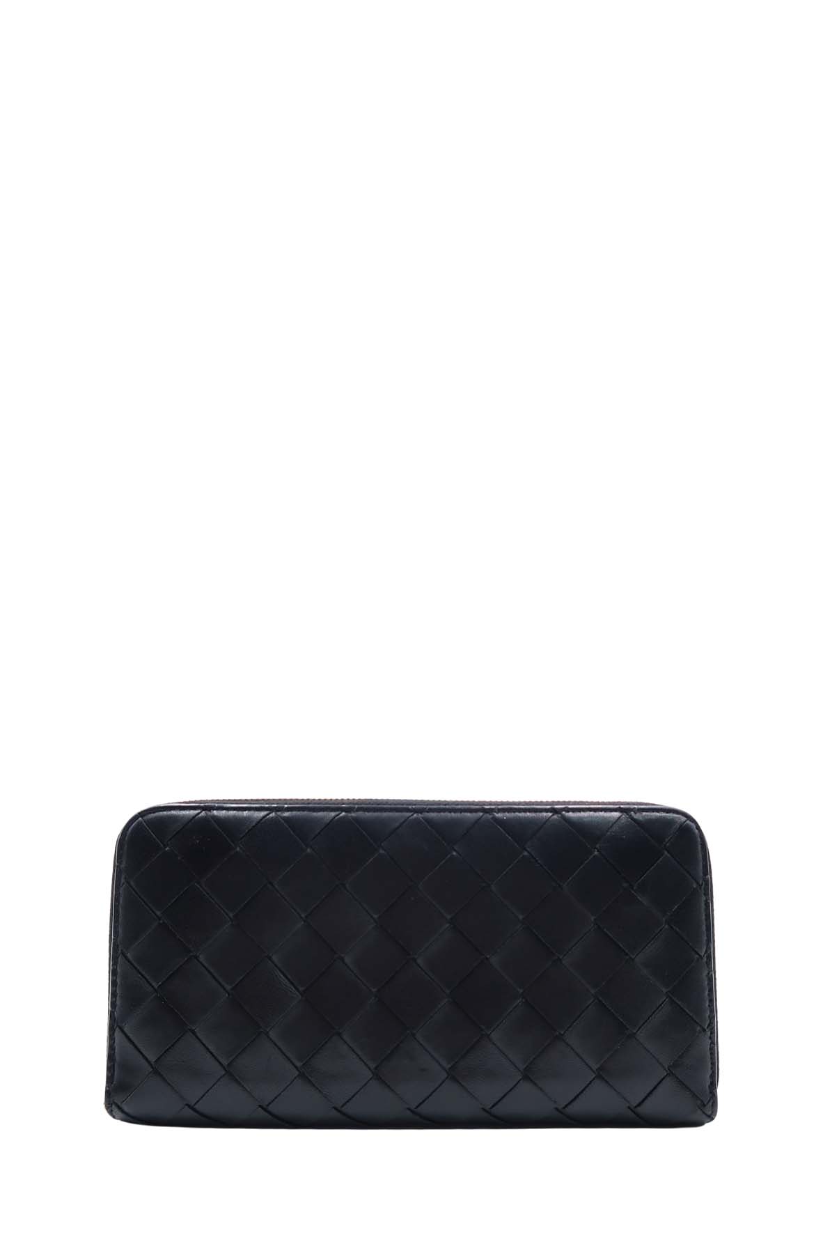 Intrecciato Weave Continental Wallet Black