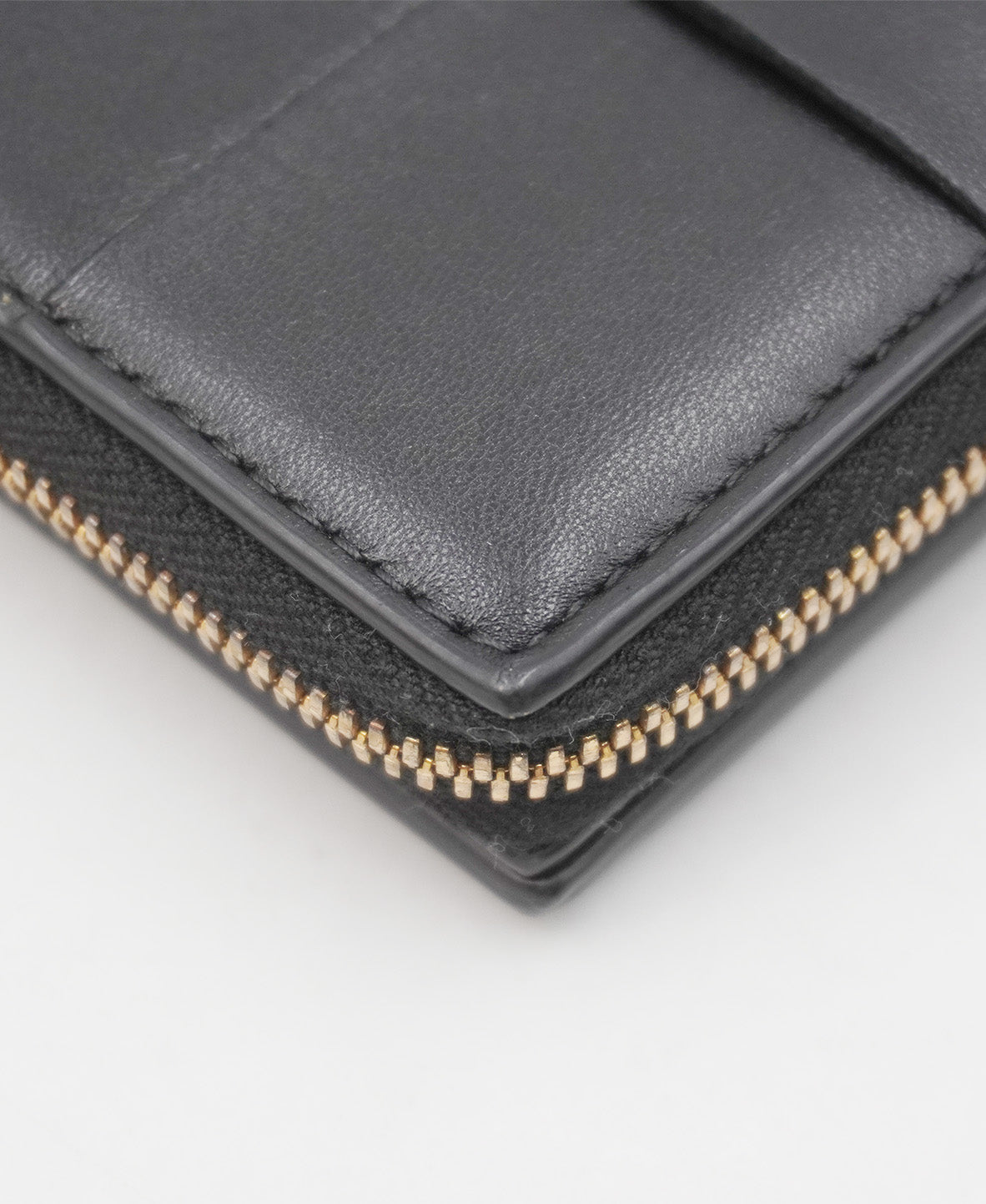 Leather Compact Wallet Black