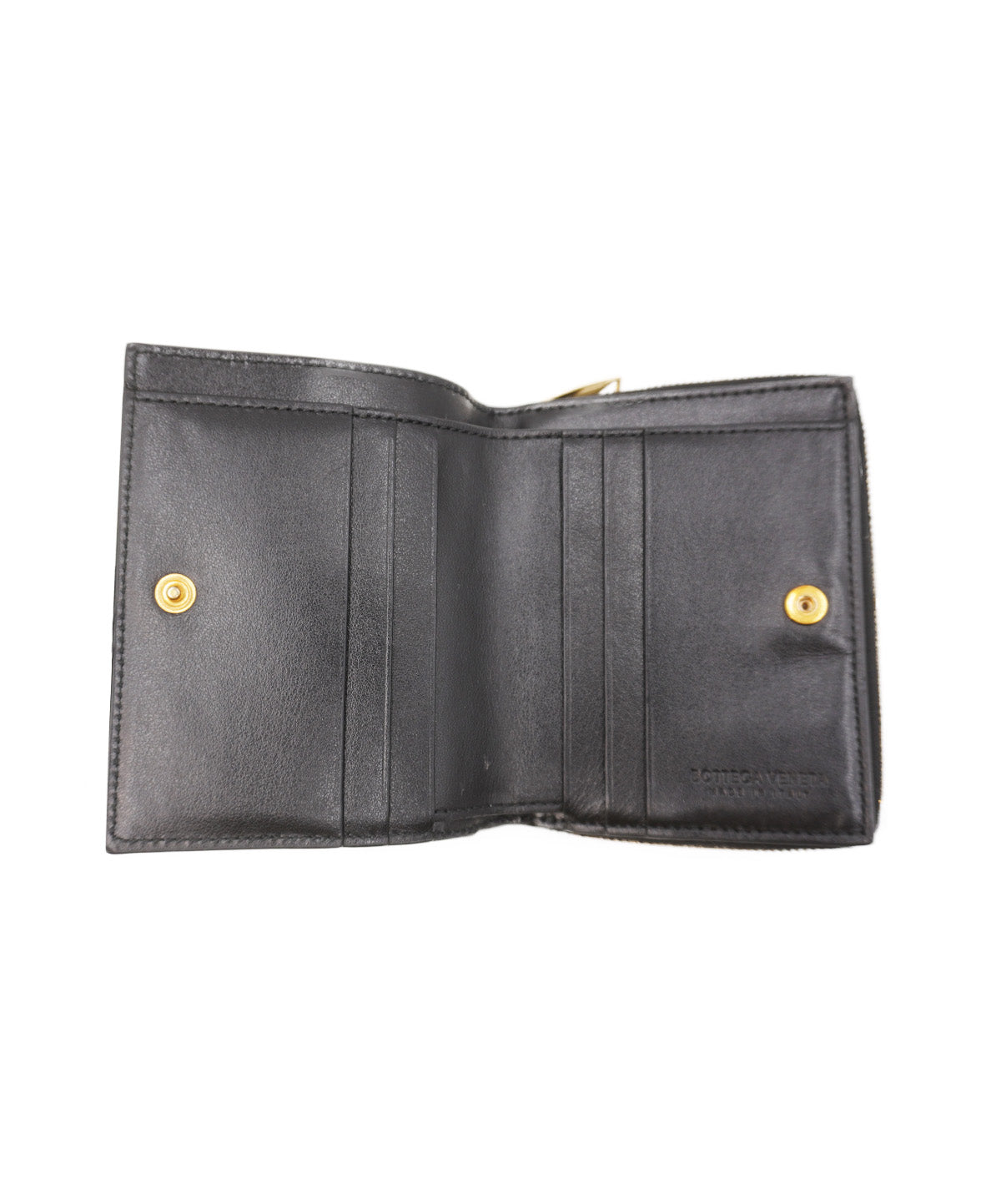 Leather Compact Wallet Black