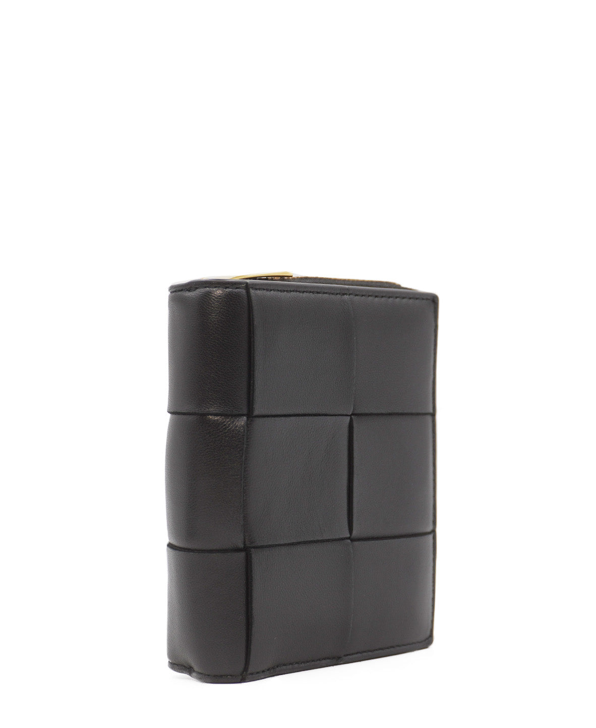 Leather Compact Wallet Black